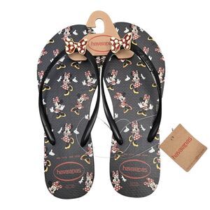 Havaianas Disney Parks Women's 11/12 Minnie Mouse Black Flip Flops NWT